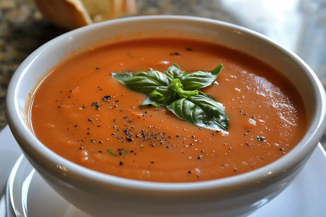 Creamy Roasted Red Pepper and Basil Soup