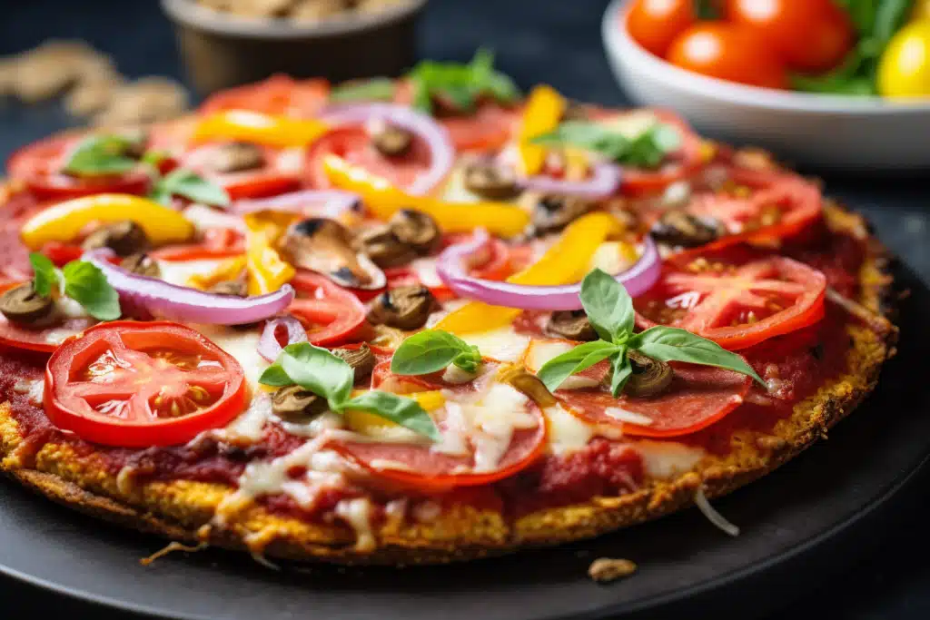 Almond Flour Crust Pizza with Keto Toppings