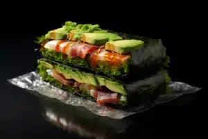 Avocado and Bacon Breakfast Sushi
