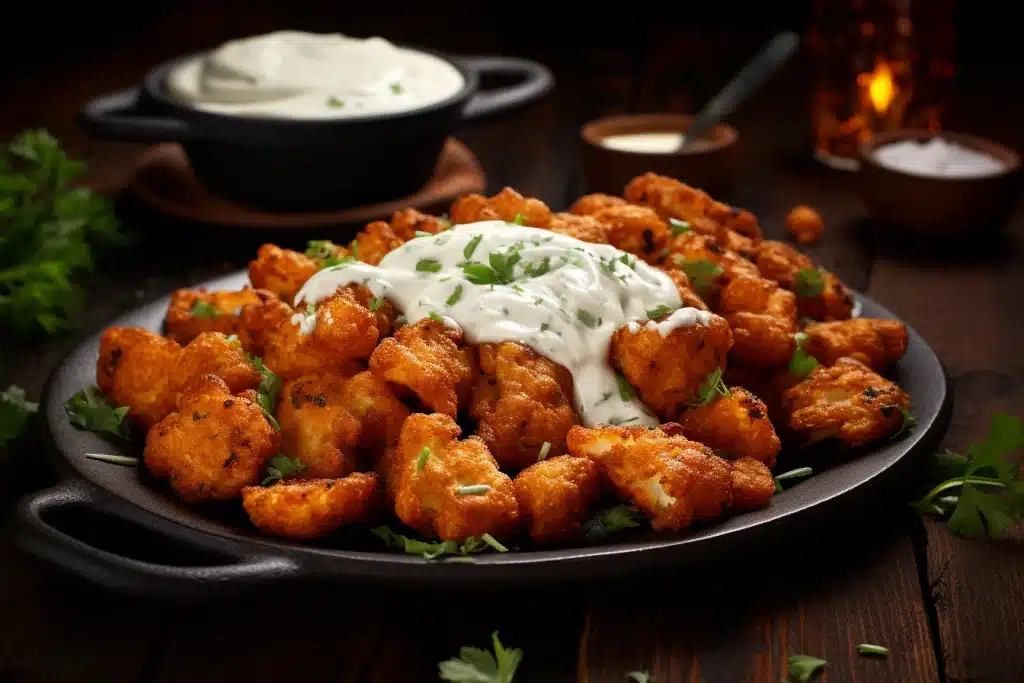 Buffalo Keto Cauliflower Bites with Ranch Dip
