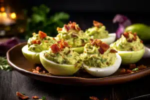 Creamy Avocado and Bacon Deviled Eggs