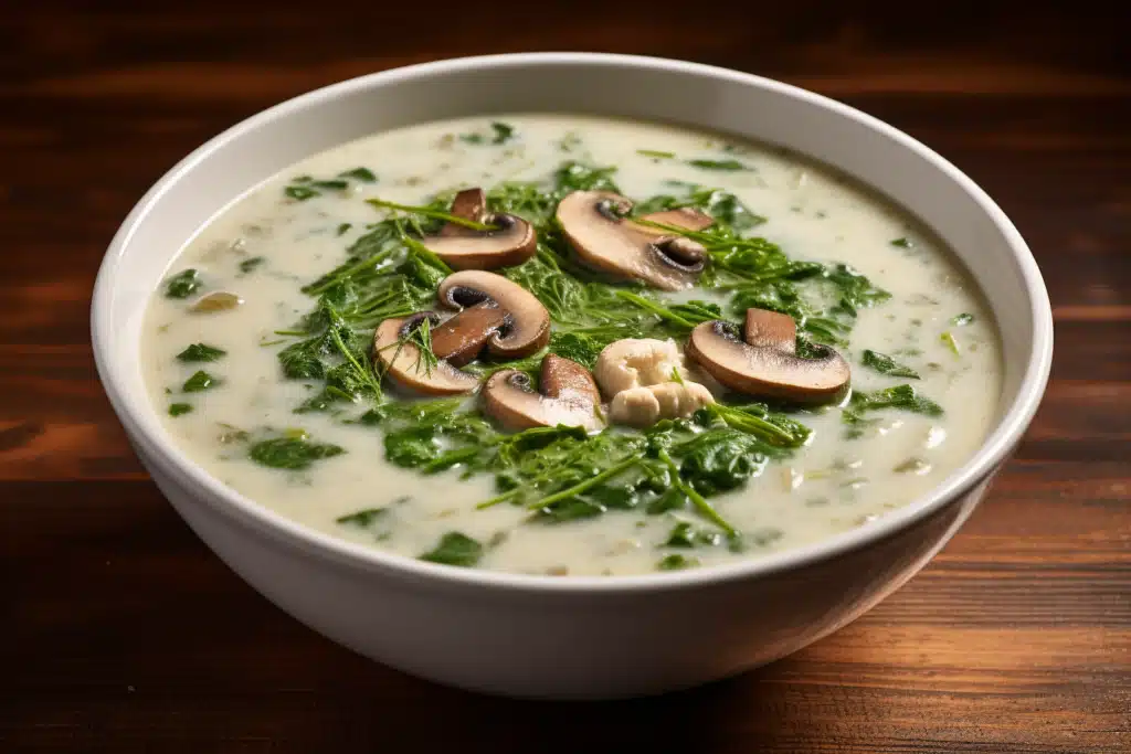 Creamy Mushroom and Spinach Breakfast Soup
