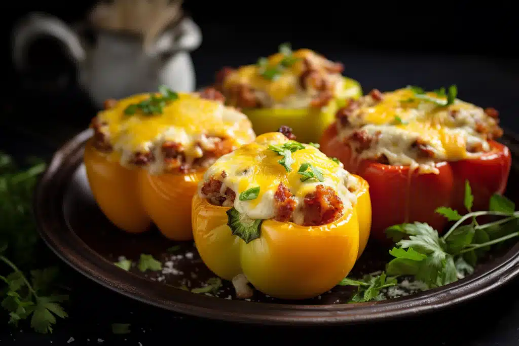Keto Breakfast Stuffed Bell Peppers