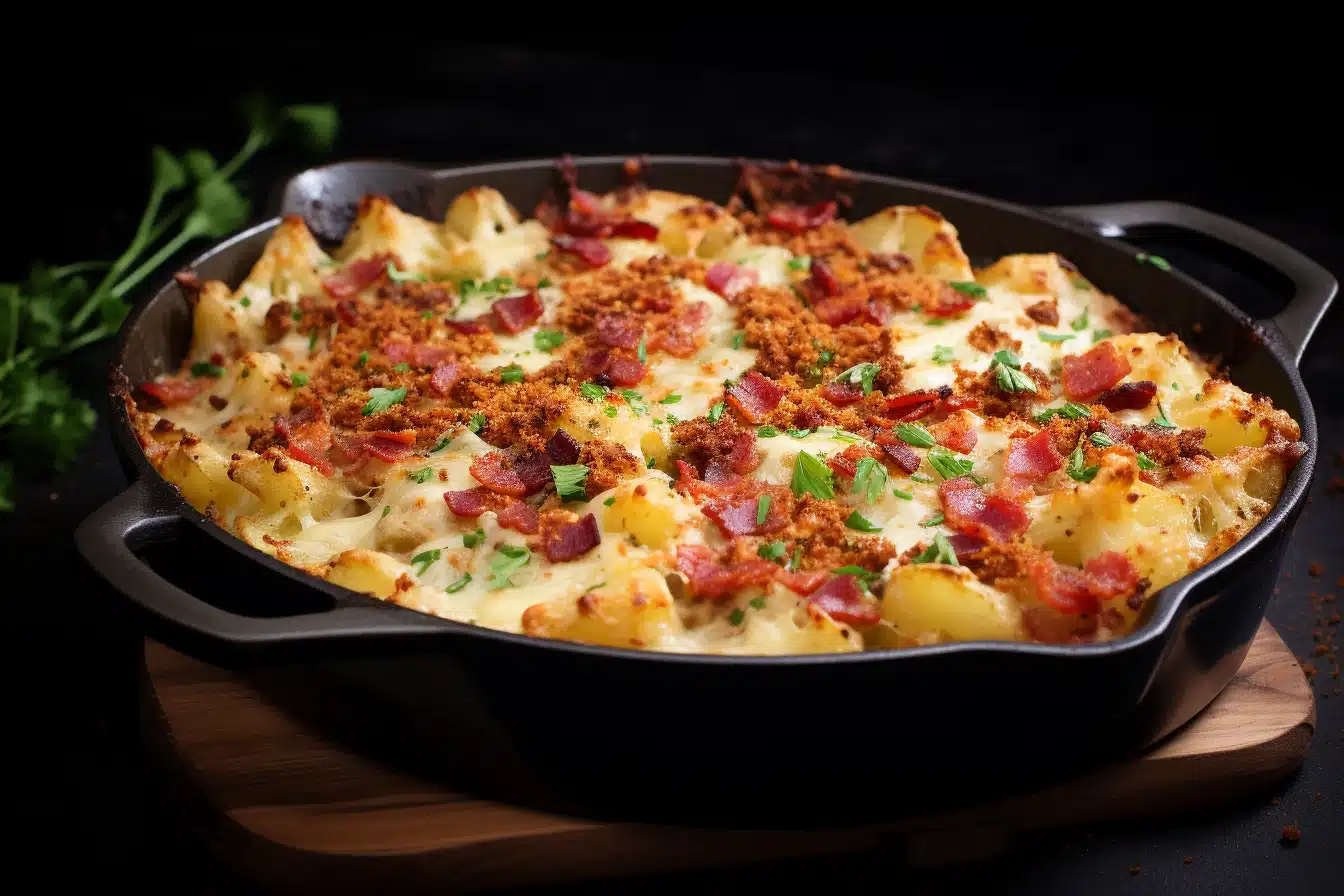 Keto Cauliflower and Bacon Gratin
