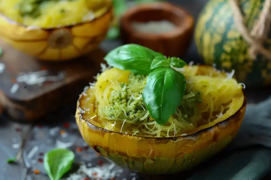 Keto Spaghetti Squash with Pesto