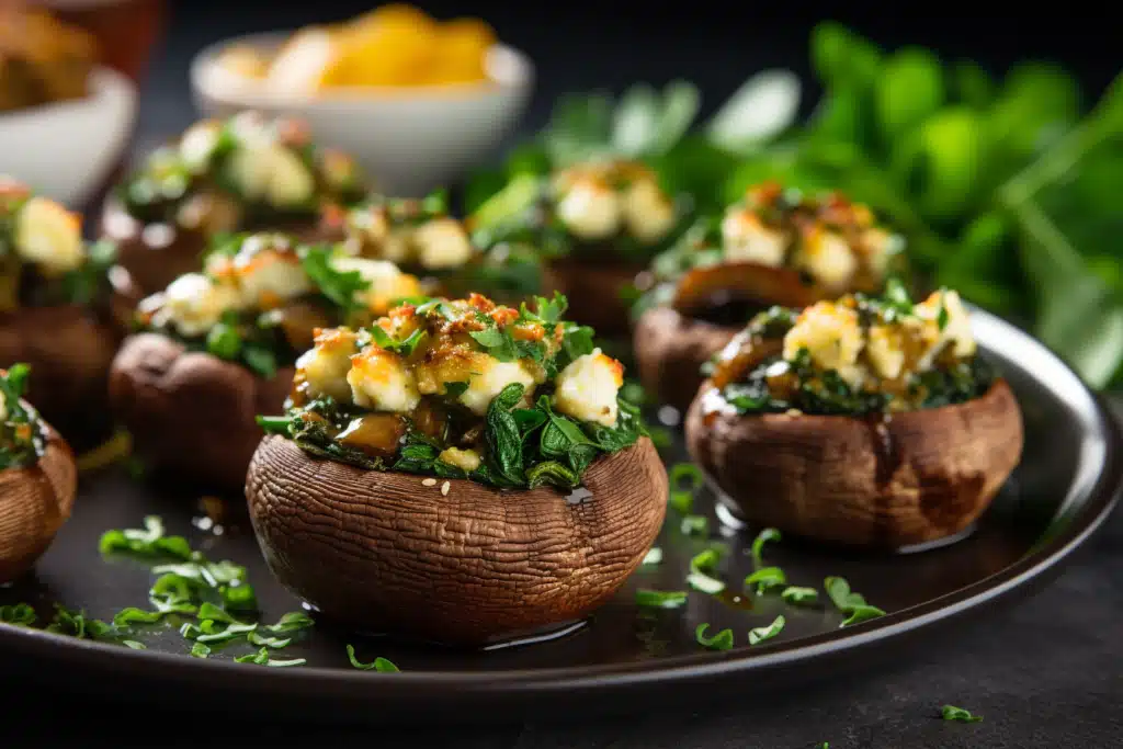 Keto Spinach and Feta Stuffed Mushrooms