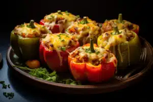 Keto Veggie and Cheese Stuffed Bell Peppers