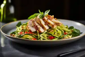 Keto Zucchini Noodle and Chicken Salad