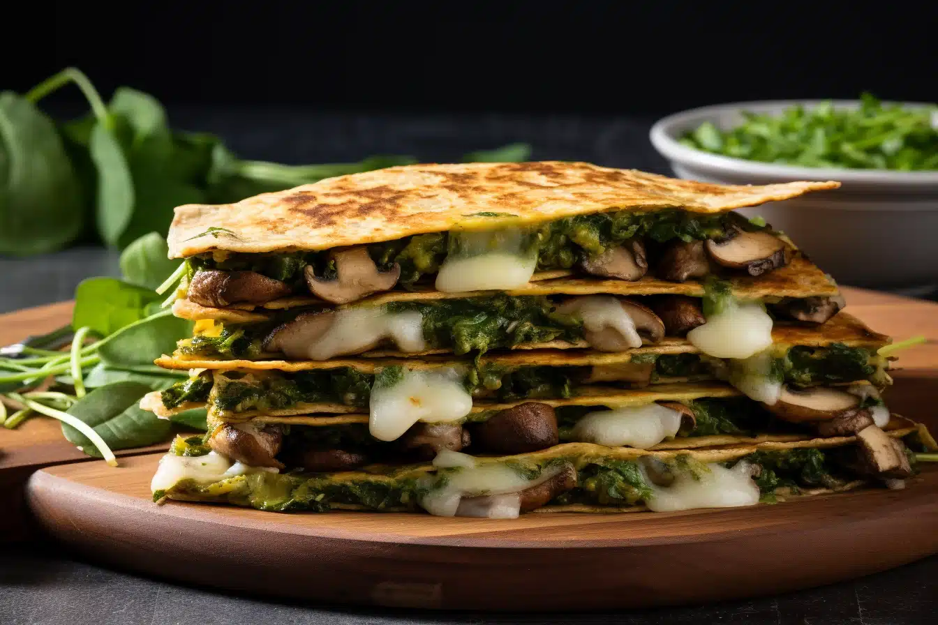 Spinach and Mushroom Keto Breakfast Quesadilla