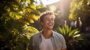 a man manages his stress by going outdoors: headache prevention