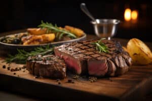 steak on a wooden plate: keto dinner ideas