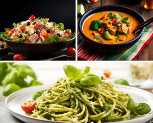 A wide array example of global keto friendly dishes