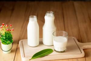 milk products - tasty healthy dairy products on a table