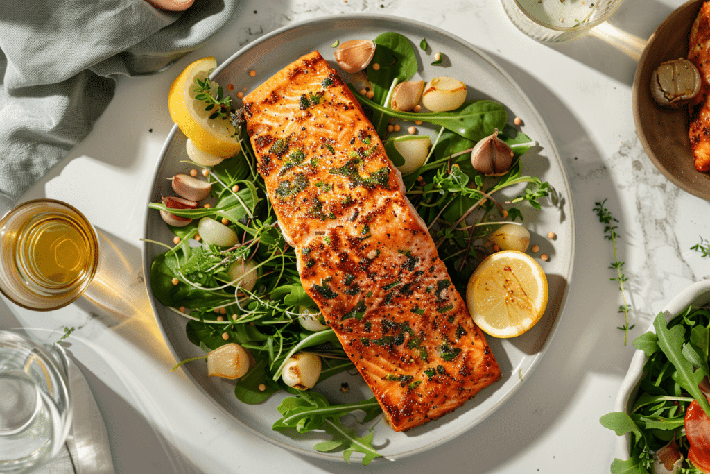 Garlic Herb Butter Roasted Salmon perfect for the Easter Sunday dinner