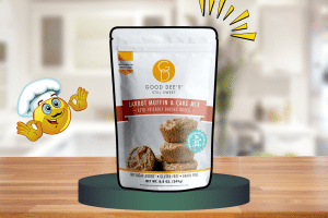 Carrot Muffin & Cake Mix by Good Dee's on a green platform as one of the best keto-friendly baking mixes