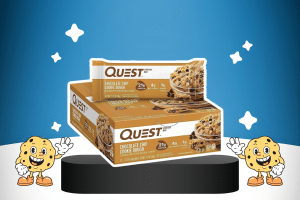 Chocolate Chip Cookie Dough by Quest Bar on a platform for best keto snacks