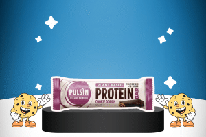 Cookie Dough Vegan Protein Bars by Pulsin on a platform for best keto snacks