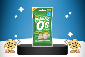 Crunchy Puffed Cheese Snacks Sour Cream by CheeseO's on a platform for best keto snacks