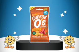 Crunchy Puffed Cheese Snacks Sweet Chilli by CheeseO's on a platform for best keto snacks