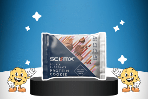 High Protein Double Chocolate Cookie Box by SCI-MX on a platform for best keto snacks