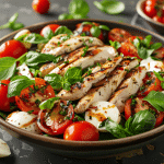 Keto Caprese Salad with Grilled Chicken : one of the must try keto recipes for Mother's Day