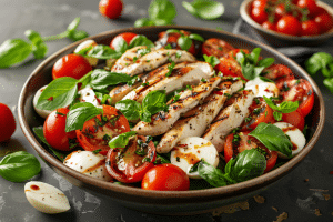 Keto Caprese Salad with Grilled Chicken : one of the must try keto recipes for Mother's Day