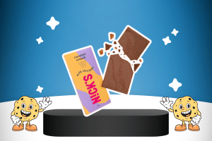 Keto Chocolate Blocks Milk Chocolate Caramel Crunch by Nicks on a platform for best keto snacks
