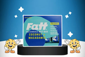 Keto Nut Bars Coconut and Macadamia by Fatt on a platform for best keto snacks