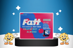 Keto Nut Bars Raspberry and Almond by Fatt on a platform for best keto snacks