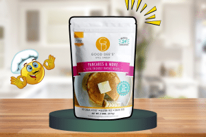 Keto Pancake Waffle & Scone Mix by Good Dee's on a green platform as one of the best keto-friendly baking mixes