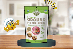 Organic Ground Hemp Seed by Manitoba Harvest on a green platform as one of the best keto-friendly baking mixes