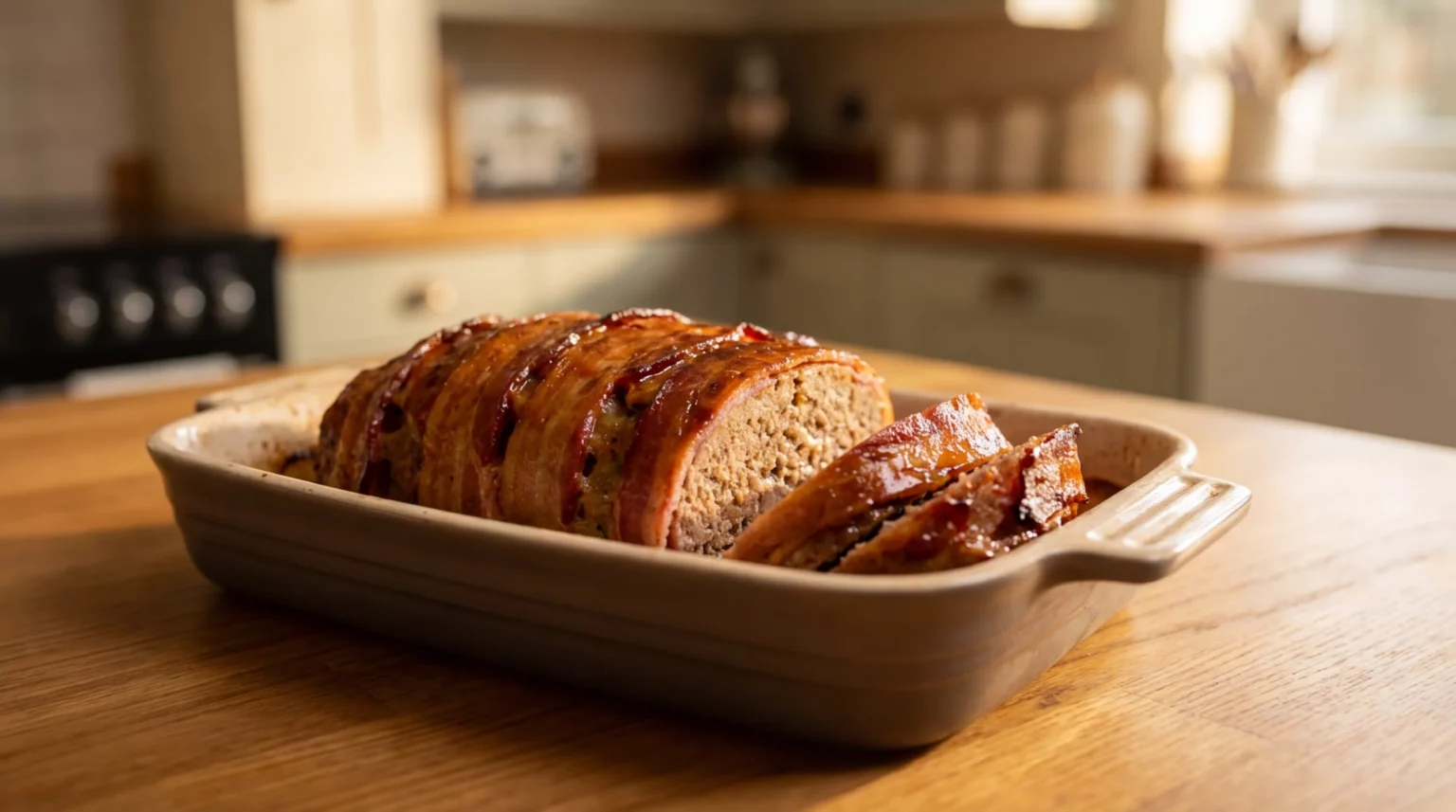 Bacon-Wrapped Keto Meatloaf — dinner ideas — with ground beef (preferably lean), ground pork, almond flour, grated Parmesan cheese, unsweetened almond milk, large eggs — Ketology