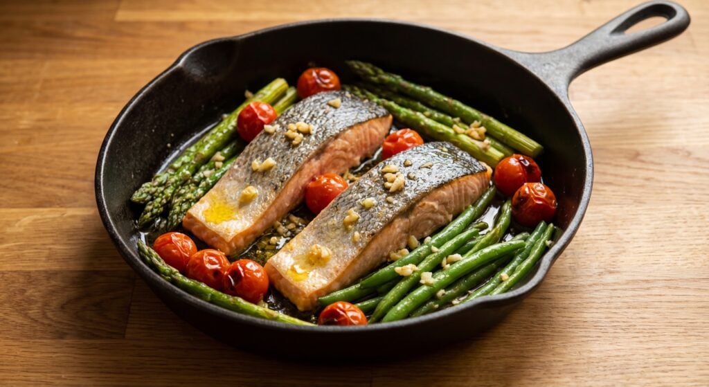 Keto One-Pan Salmon with Asparagus & Green Beans