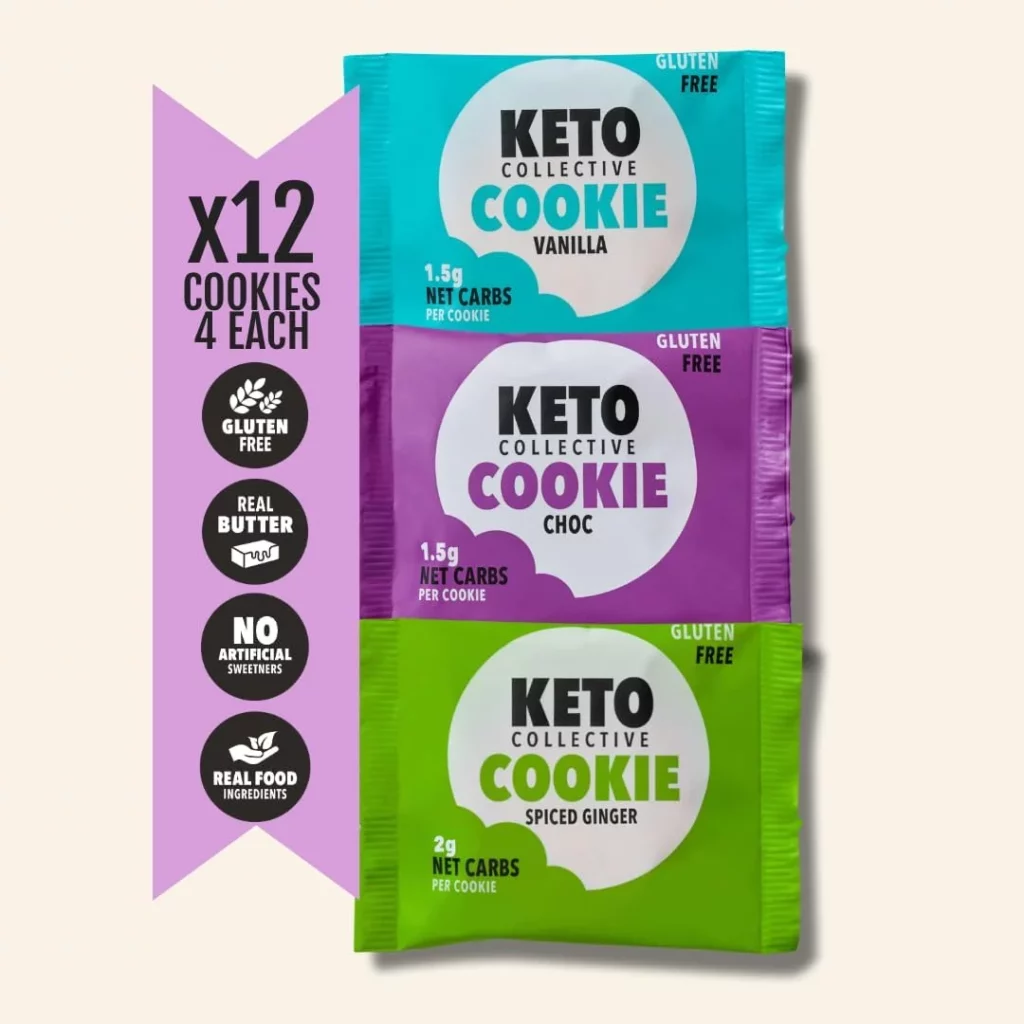 Keto Collective Keto Cookies I 1.5g Net Carbs I 30g x 12 I Keto Snacks I Low Sugar I Made with Real Butter I High Fibre I Low Carb Snacks, Gluten Free Cookies (Mixed) — image 6